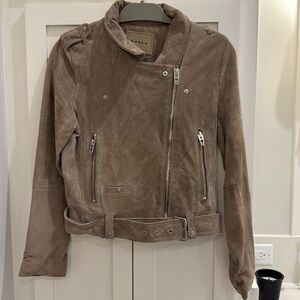 BLANKNYC Tan/Gray Suede Cropped Moto Jacket Size M